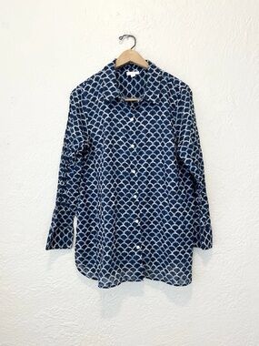 J. Jill Button-Down Printed Blue Women's Shirt